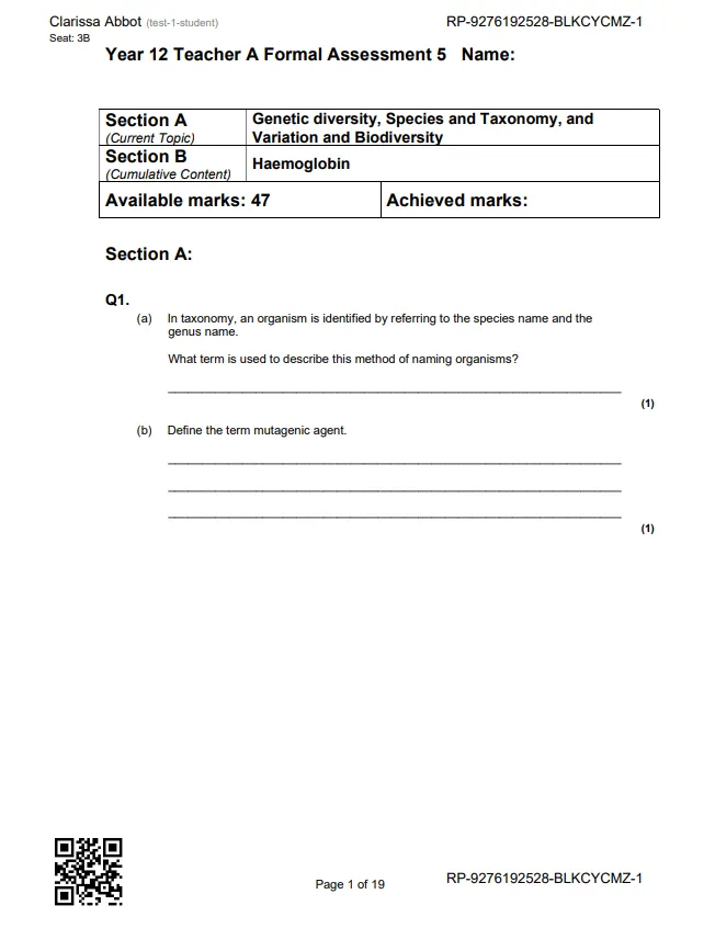 A preview of the external format worksheet