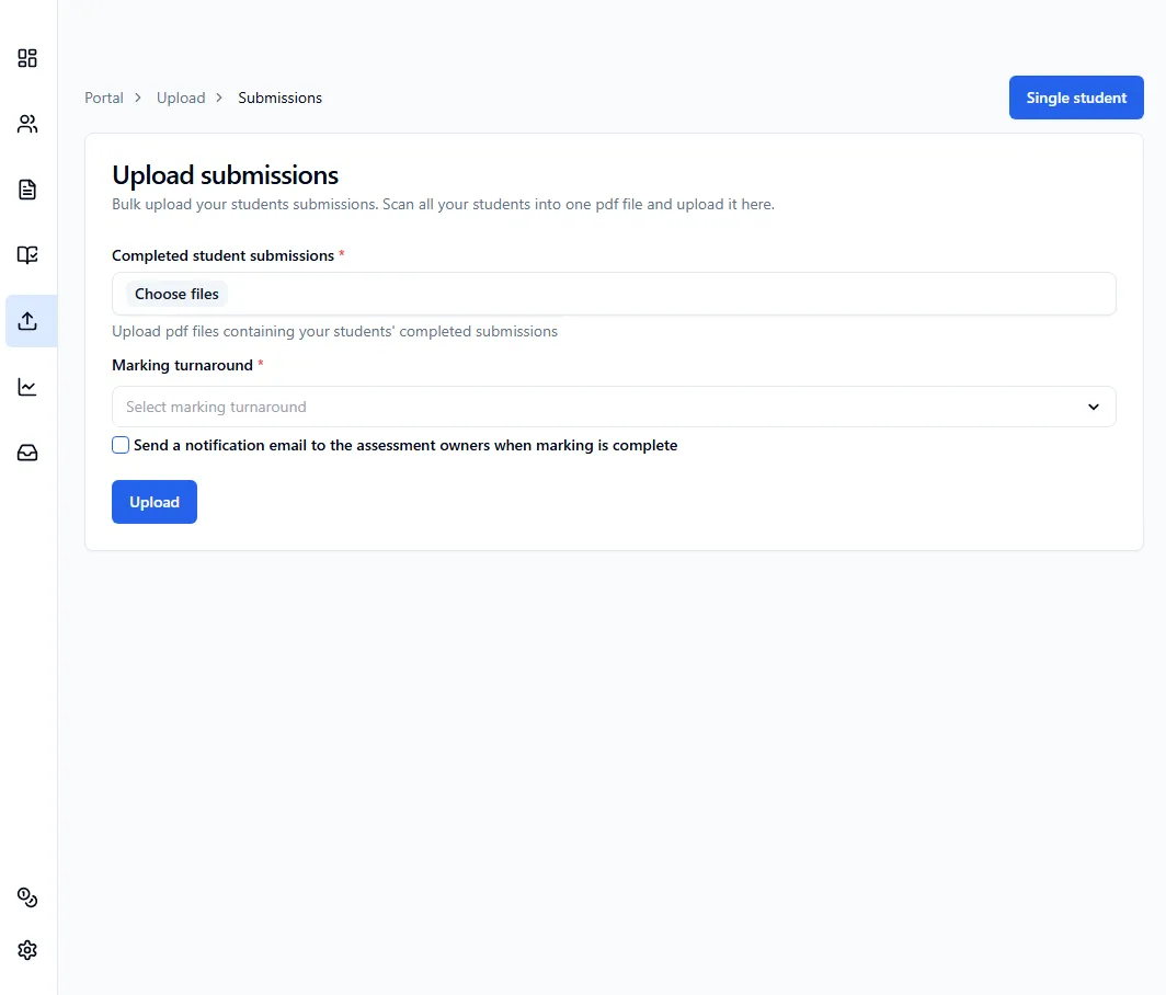 The Upload page